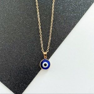 Dainty Blue Evil Eye Necklace - Solid Blue